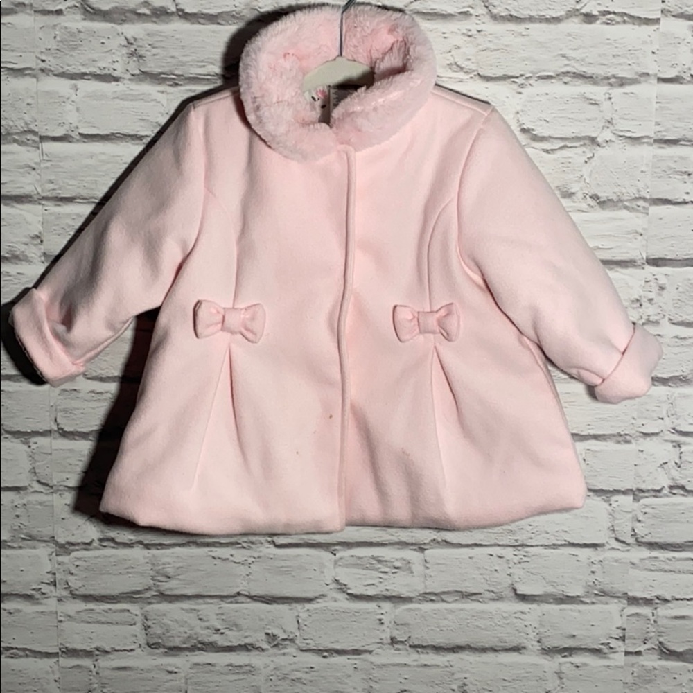 Pink baby girl coat with minor stain